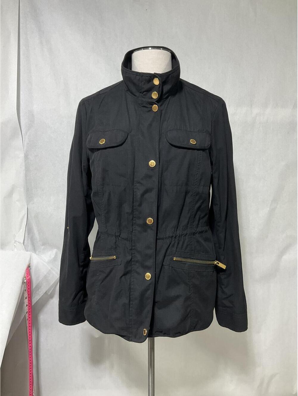 Lands' End Women's Medium Black Jacket with Gold Button Details b30